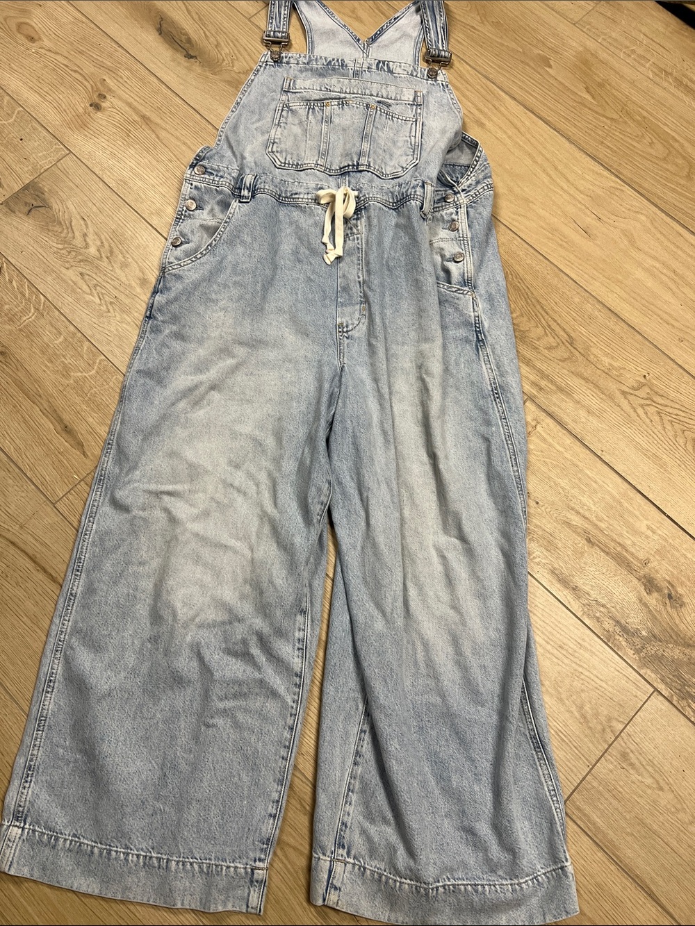 GAP Light Blue Denim Overalls with Drawstring